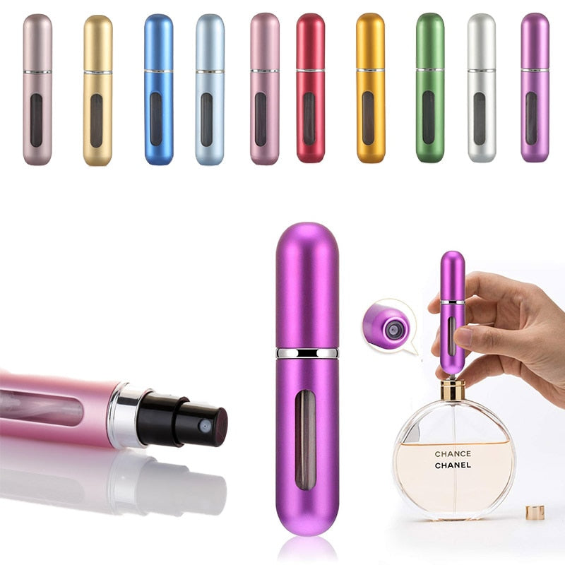 Mini 5ml Refillable Perfume Spray Bottle Aluminum Spray Atomizer Portable Travel Empty Cosmetic Container Perfume Bottle